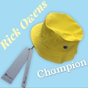 🍋 RICK OWENS x CHAMPION Yellow Designer Nylon Bucket Hat 🍋